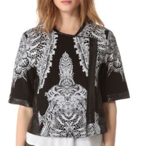 Helmut Lang Leather-Trim Elbow Length Jacket